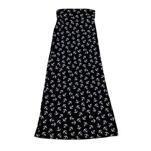 rue21 Anchor Maxi Skirt Womens Small Nautical Navy White Long Stretch Skirt